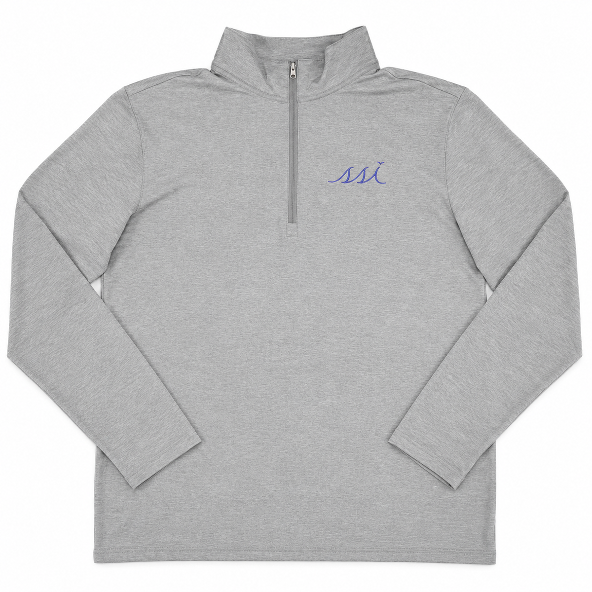 Men’s Heathered Gray 1/4 Zip Pullover with Light Blue Saint Simons Island Logo