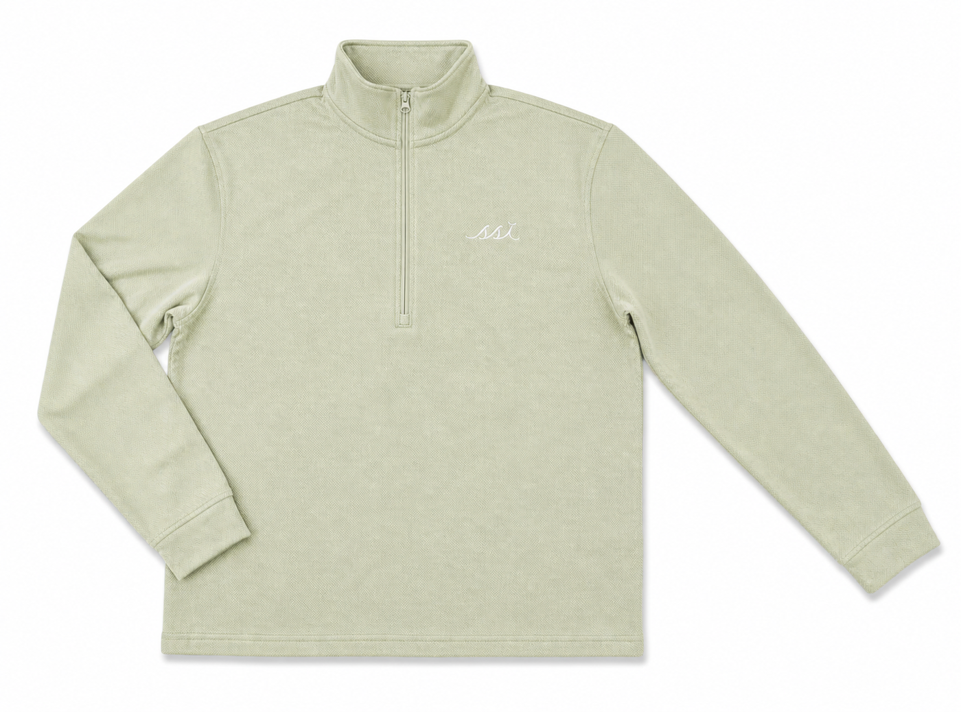 Men's Sage Ultrasoft Quarter Zip Pullover — White SSI Logo