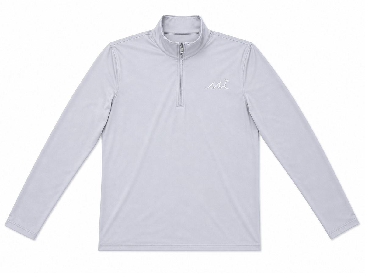 Men's Stone Gray Quarter Zip Pullover — White SSI Logo