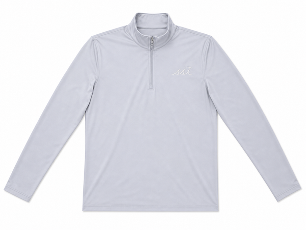 Men's Stone Gray Quarter Zip Pullover — White SSI Logo