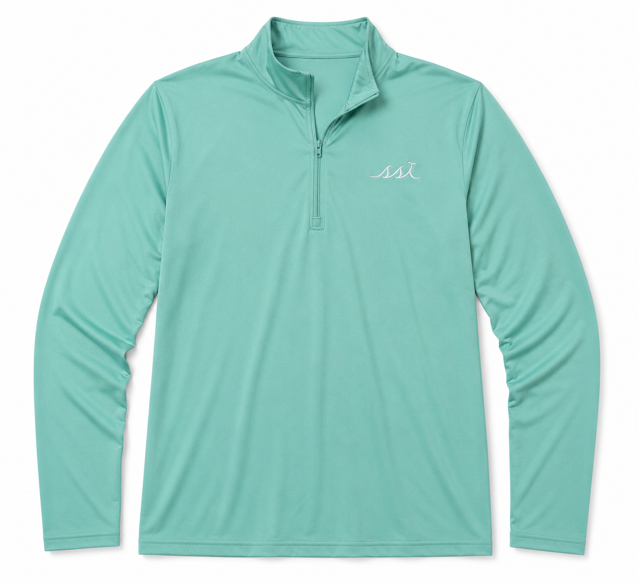 Green Men’s St. Simons Island Performance Quarter Zip Pullover — White SSI Logo