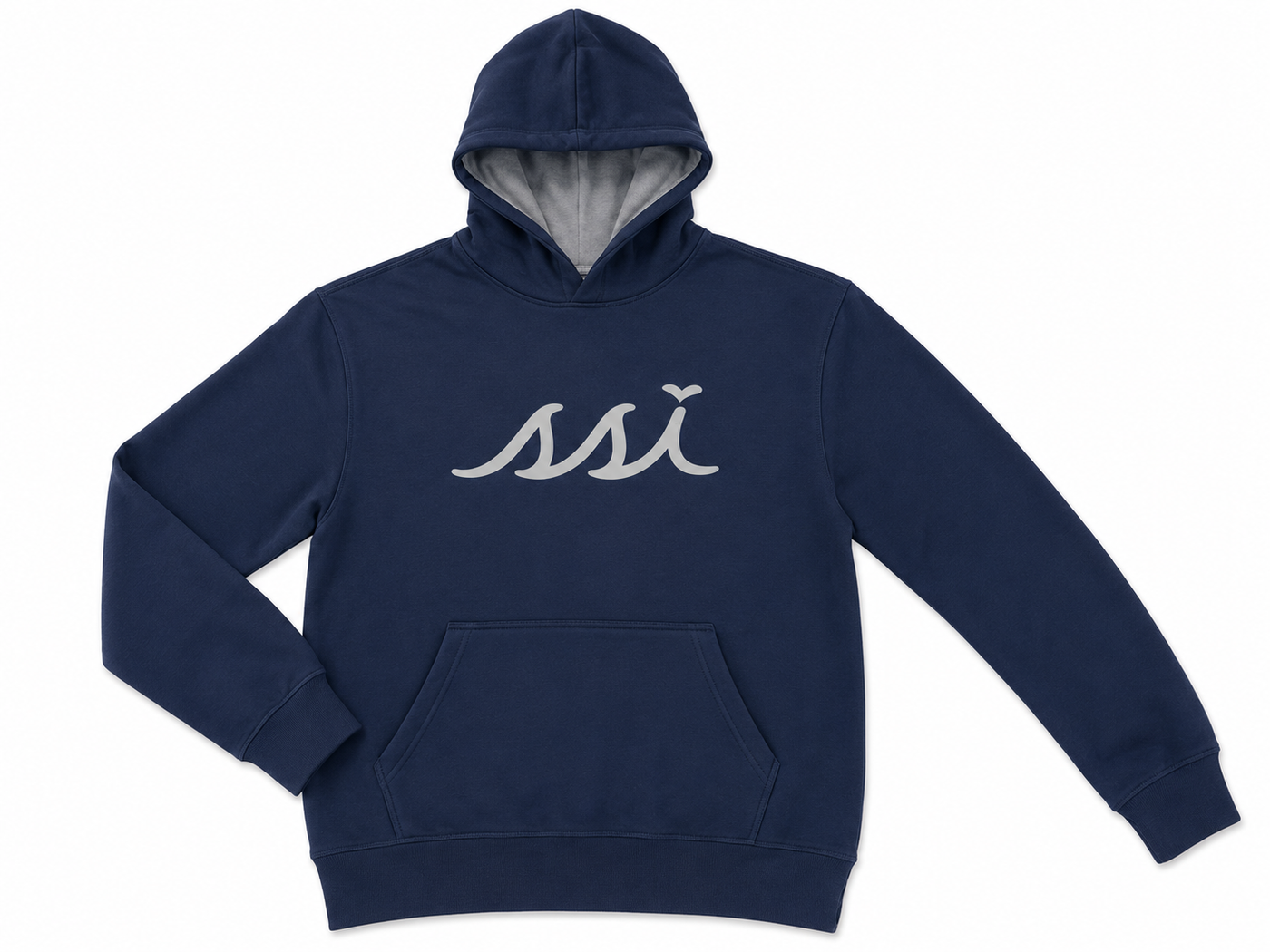 Navy Modal Blend Hoodie Sweatshirt with Gray Logo on Front