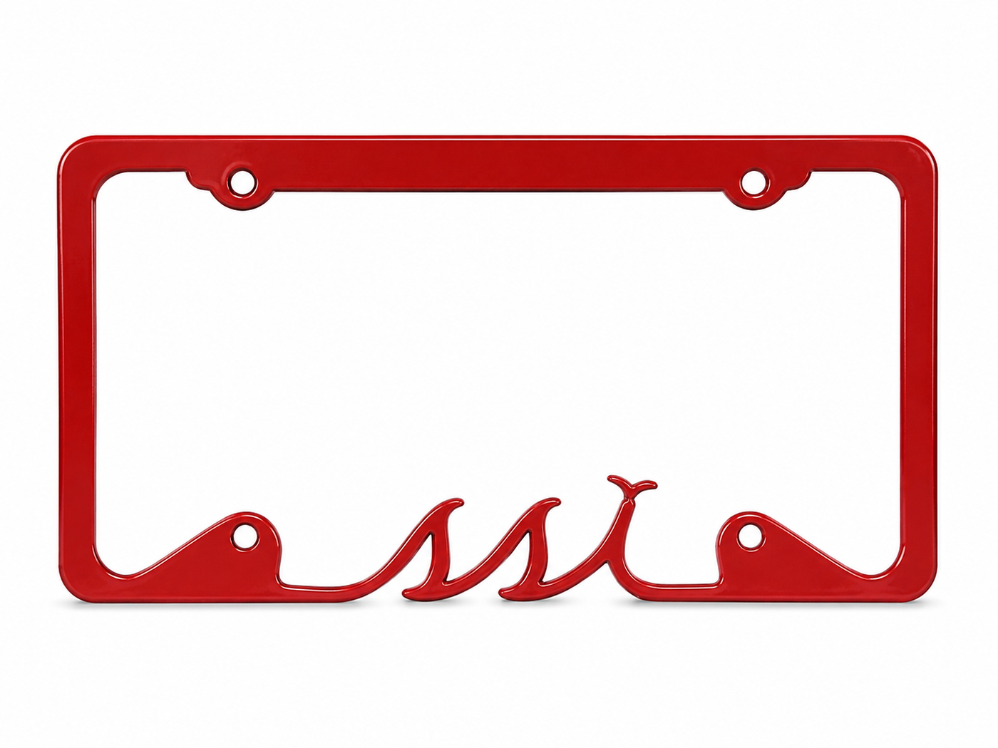 SSI Logo License Plate Frame — Red Metal Cutout