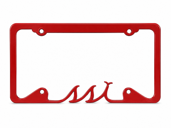 SSI Logo License Plate Frame — Red Metal Cutout
