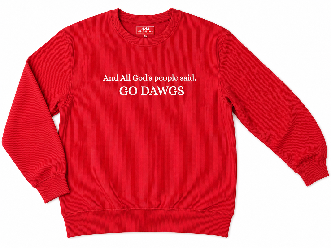 Red St. Simons Island Gameday Crewneck Sweatshirt — And All God's People Said Go Dawgs