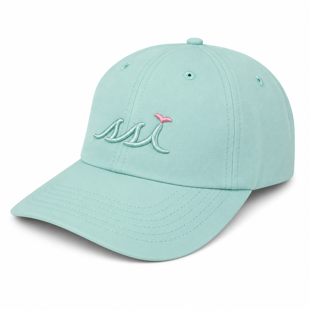 Robin's Egg Performance Cap — Raised Logo with Pink Bird