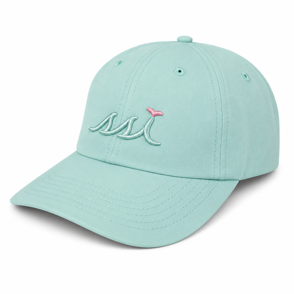 Robin's Egg Performance Cap — Raised Logo with Pink Bird