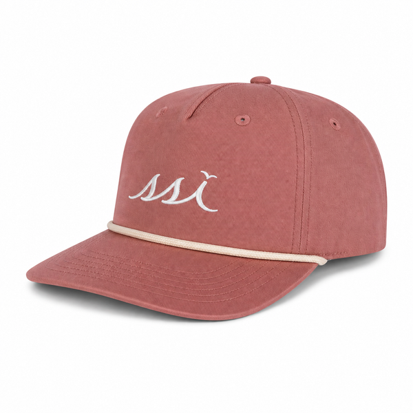 Rose St. Simons Island Rope Hat — White Raised SSI Logo