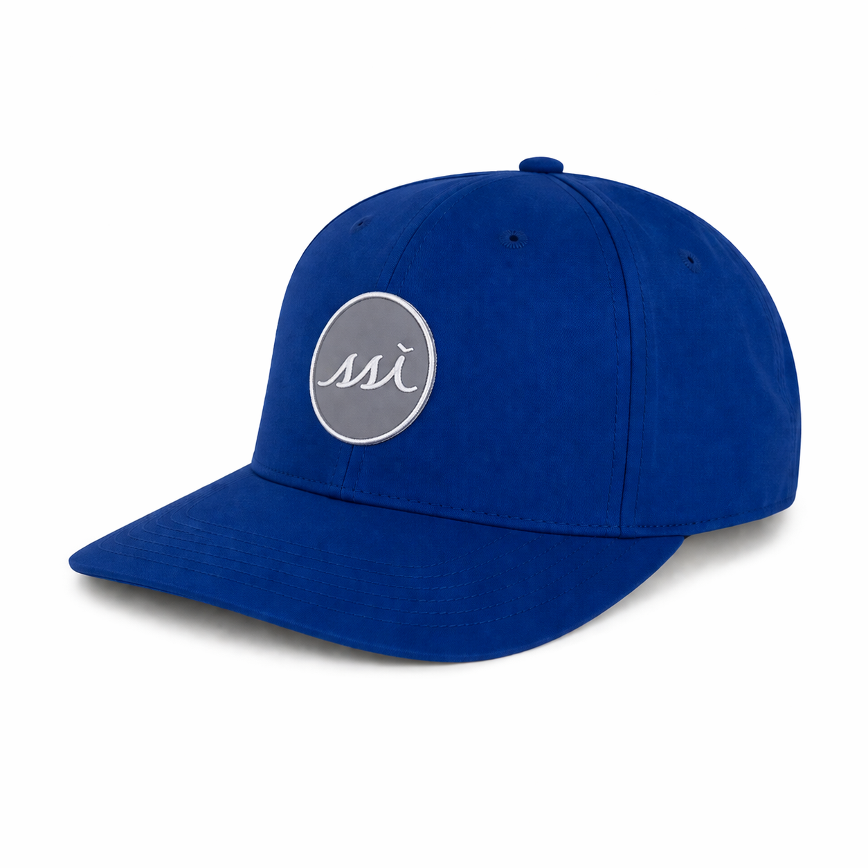 Royal Blue Performance Cap — Round PVC Patch with White Logo