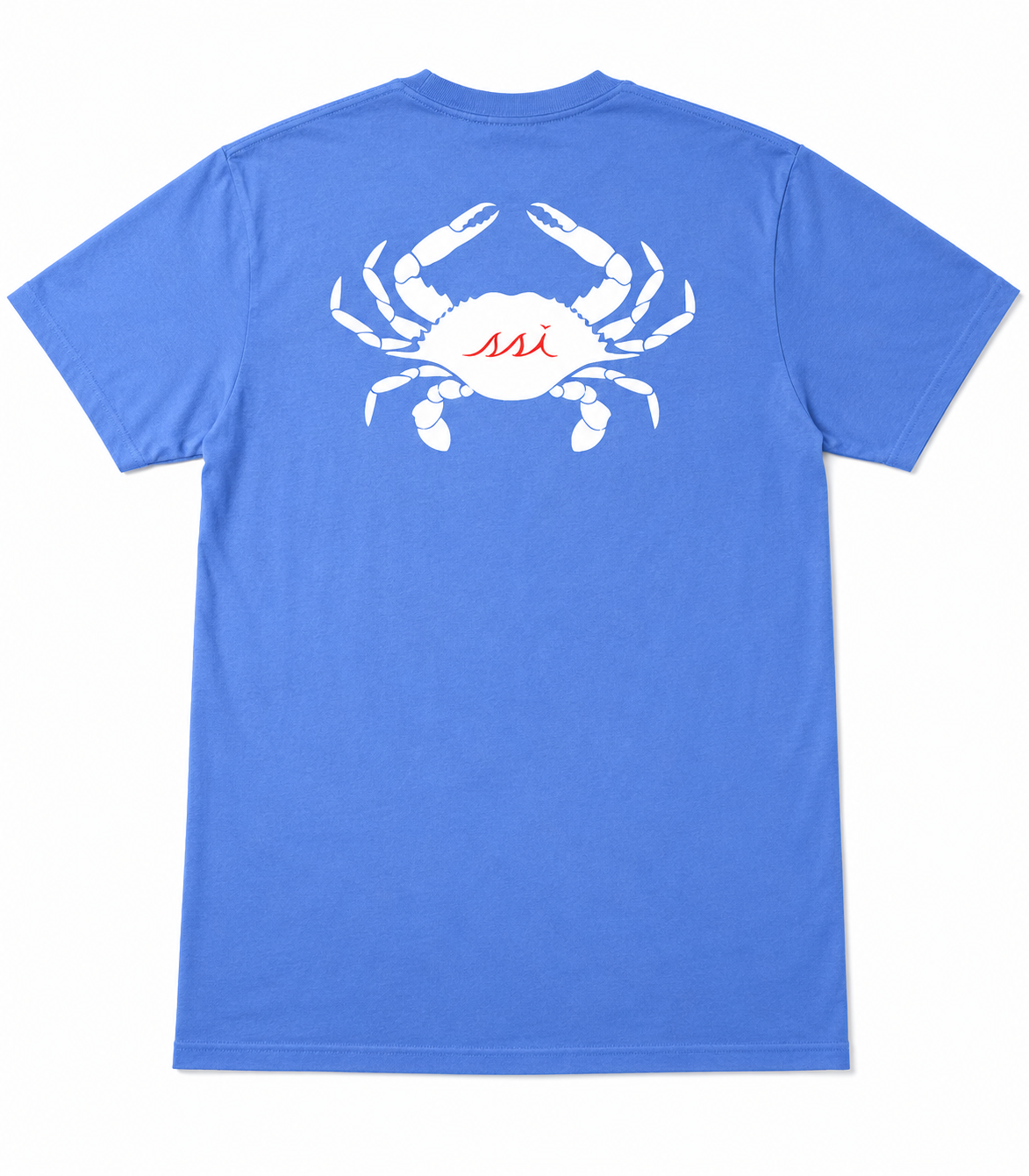 Royal Blue St. Simons Island Tee — White Crab Back Print