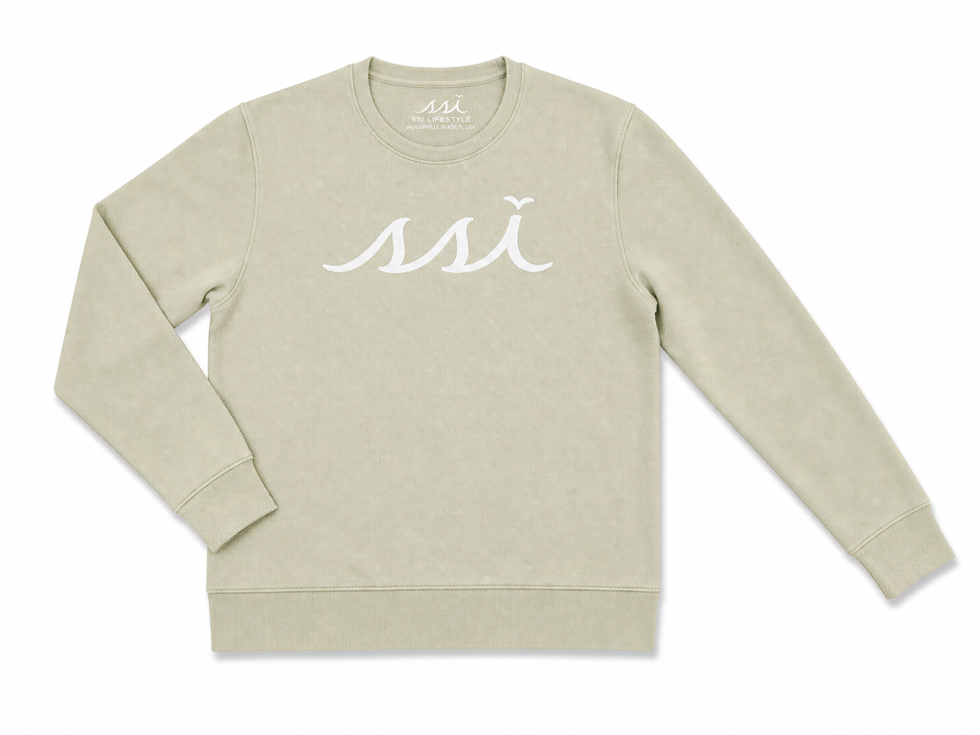 Sage Ultrasoft Crewneck Sweatshirt — White SSI Logo