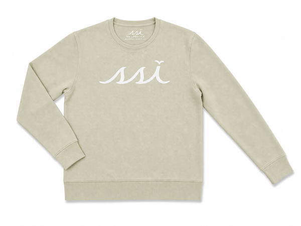 Sage Ultrasoft Crewneck Sweatshirt — White SSI Logo