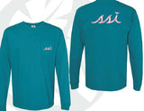 Long Sleeve Topaz Blue - Pink Camo Logo Comfort Colors