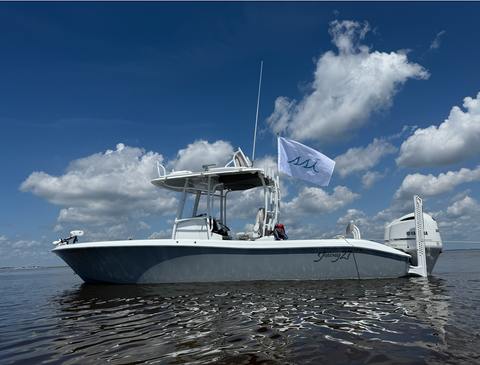 White Boat Flag with Logo