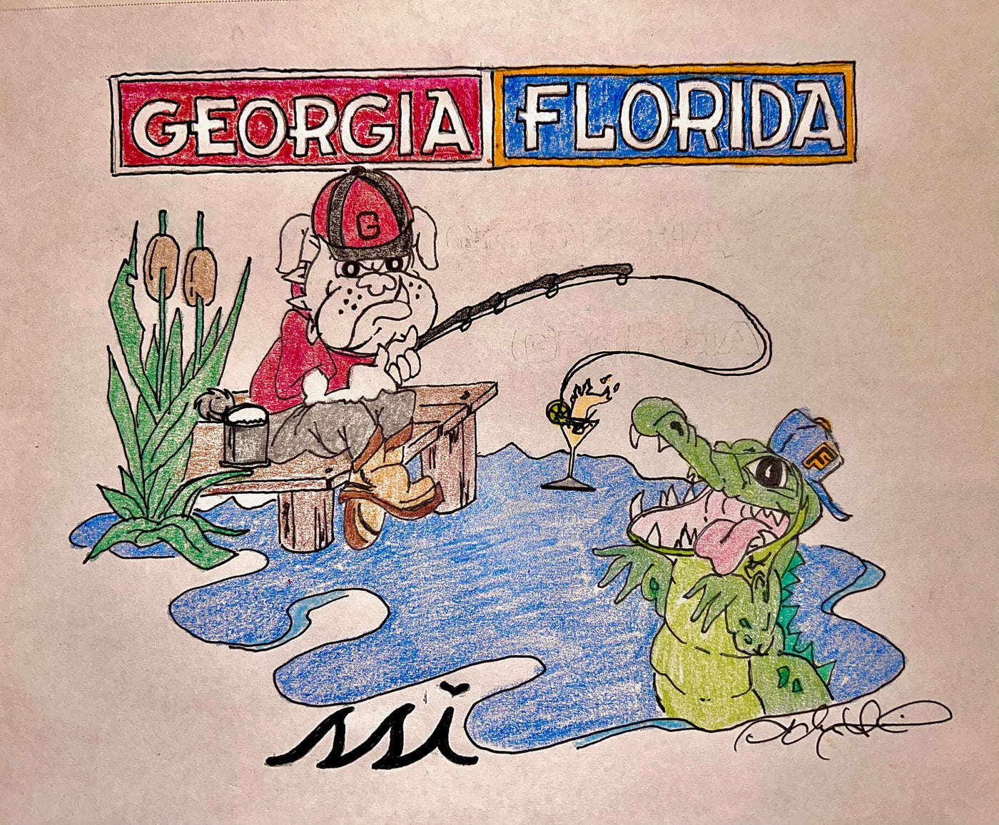 GA/FL Fishing in Pond - Short Sleeve Heathered Gray - Next Level T Shirt