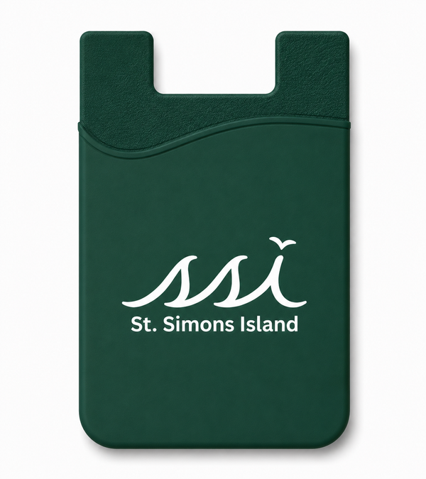 St. Simons Island Green Silicone Phone Card Holder — White SSI Logo
