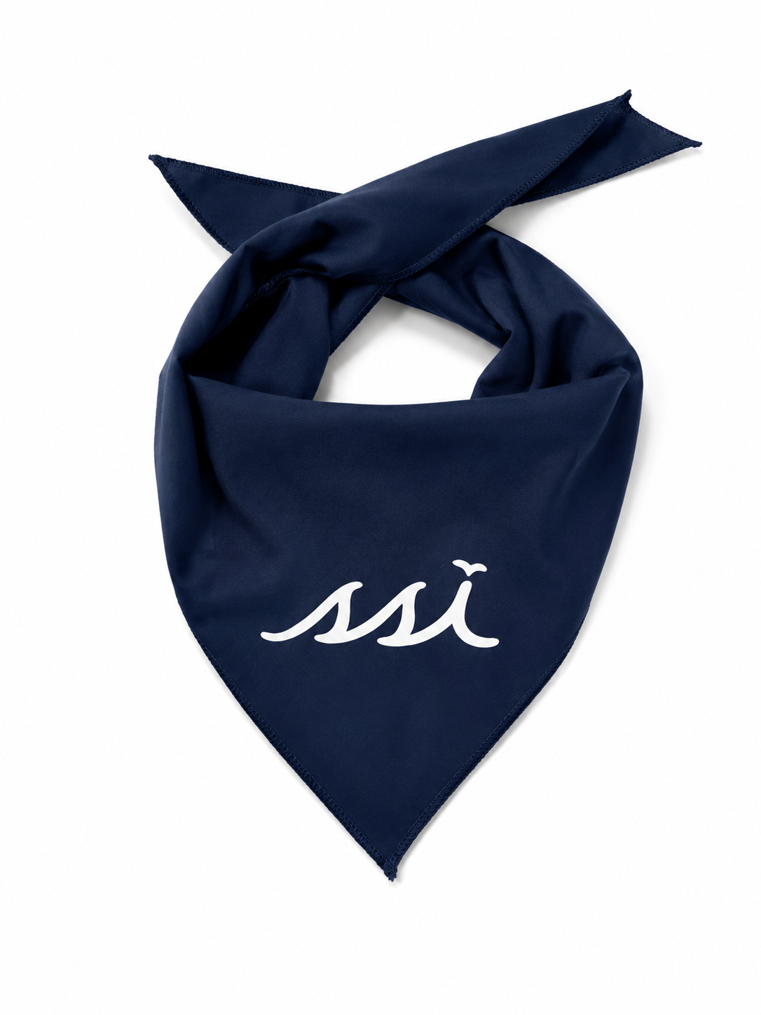 St. Simons Island Navy Dog Bandana — White SSI Logo