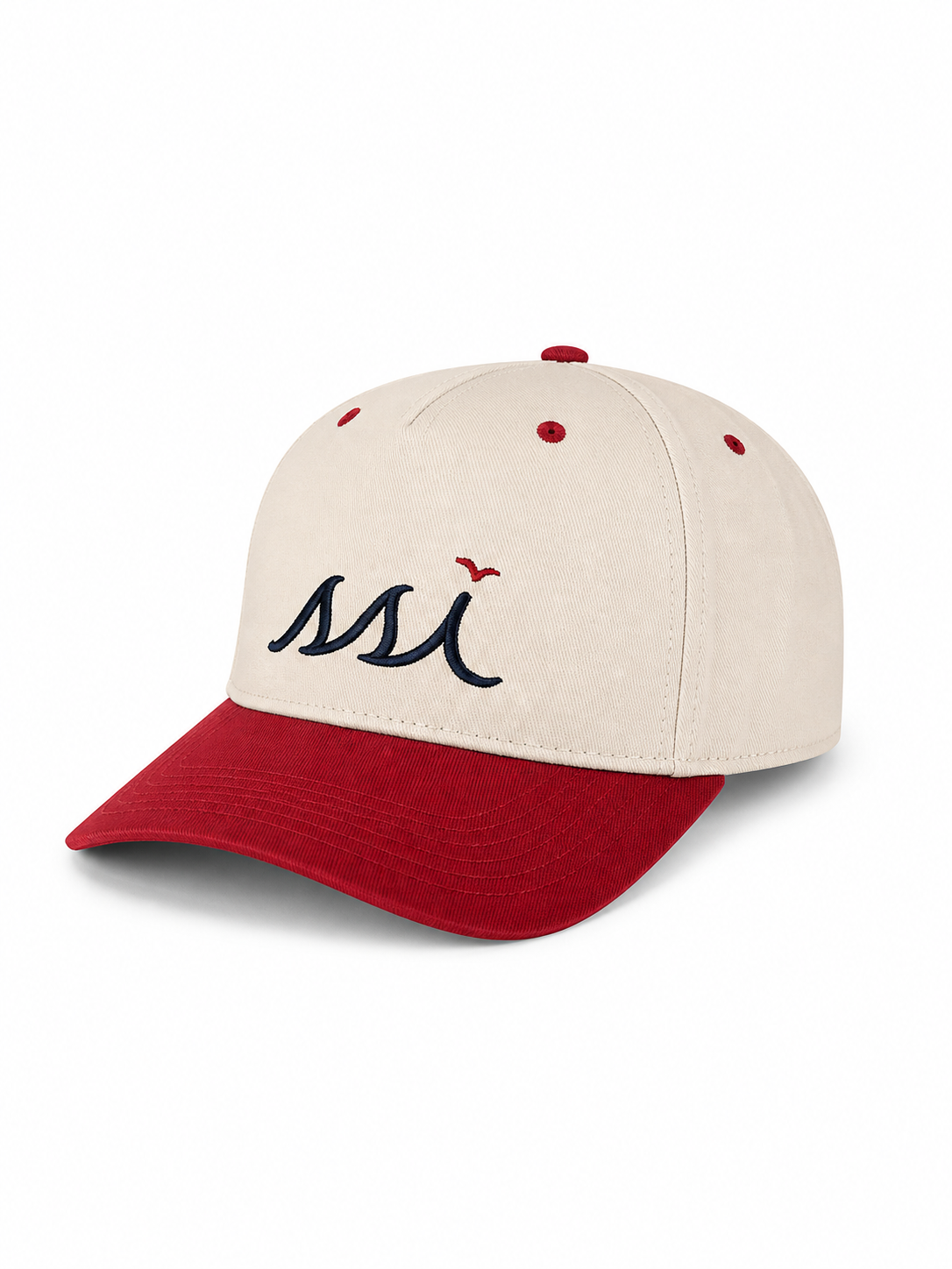 Stone Heritage Cap — Red Bill & Navy Logo