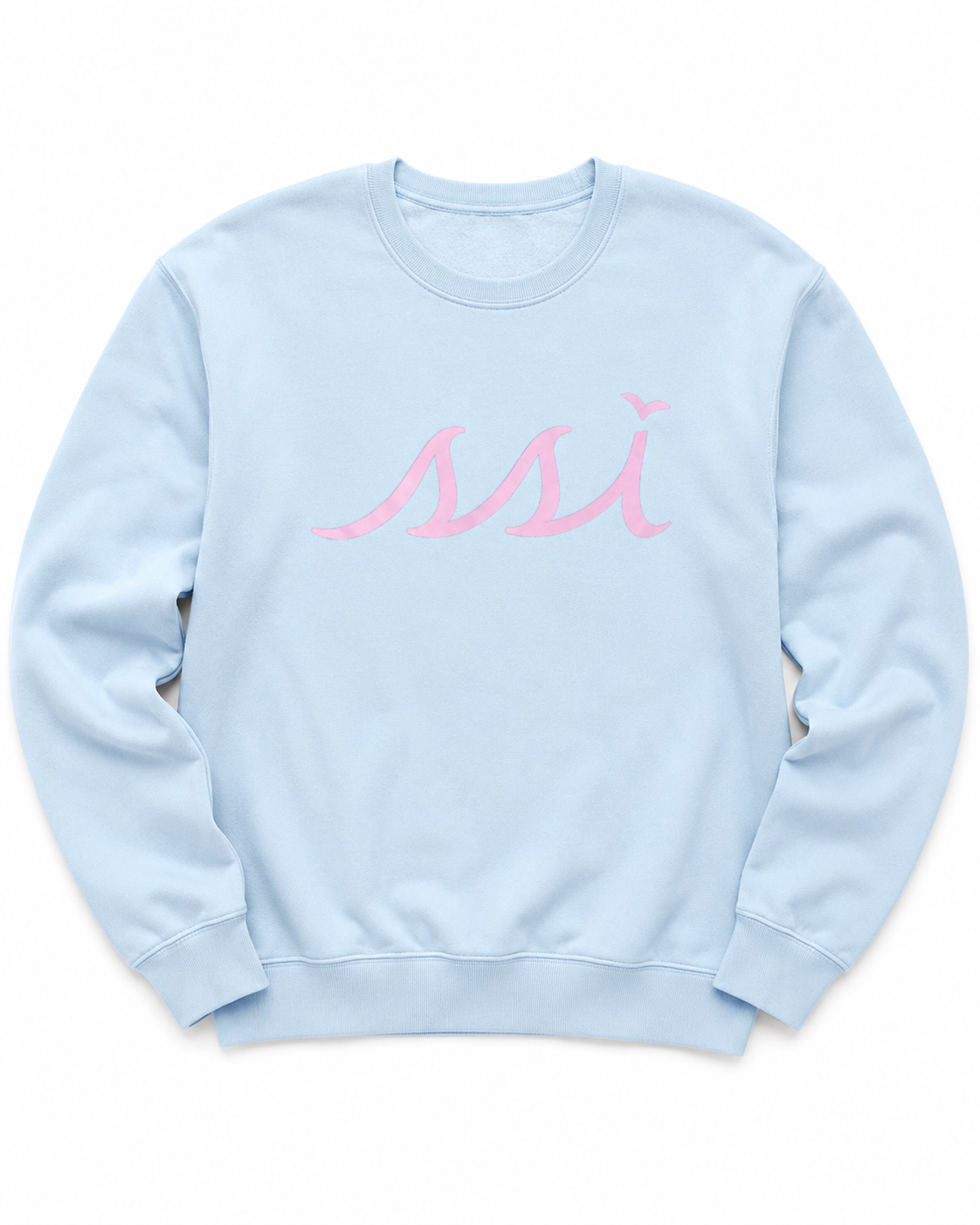 Ultrasoft Sky Blue Crewneck Sweatshirt — Pink SSI Logo