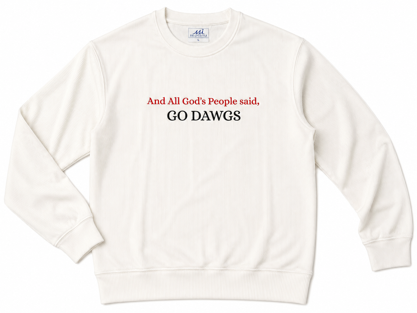 White St. Simons Island Gameday Crewneck Sweatshirt — And All God's People Said Go Dawgs