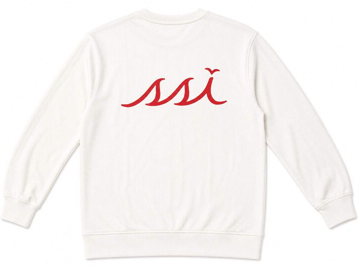 White St. Simons Island Gameday Corded Crewneck Sweatshirt — And All God's People Said Go Dawgs
