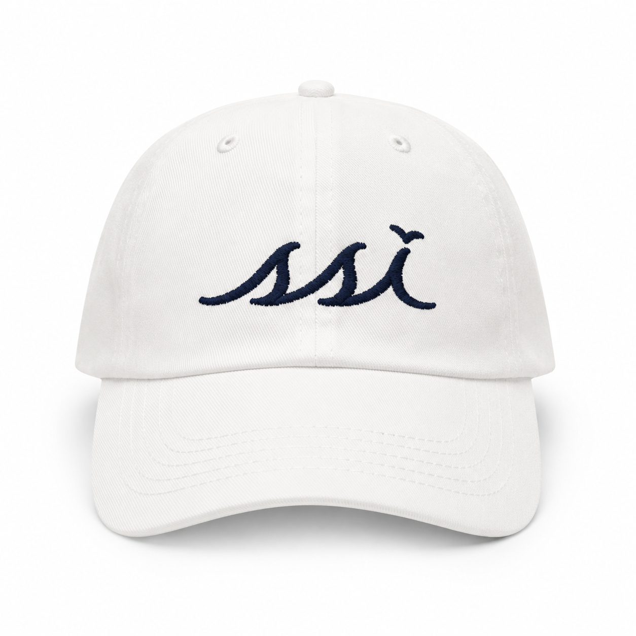 White Kids St. Simons Island Hat — Navy SSI Logo
