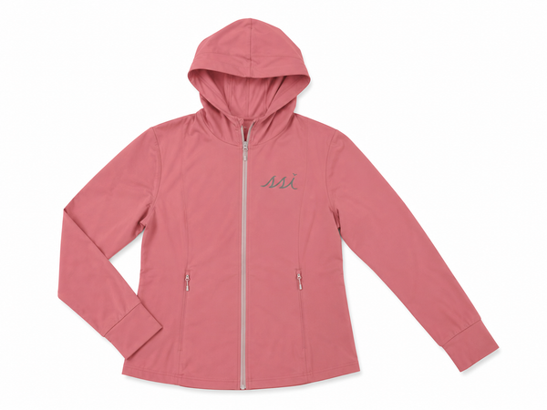 Women's Dusty Rose St. Simons Island Full Zip Hooded Jacket — Reflective SSI Logo