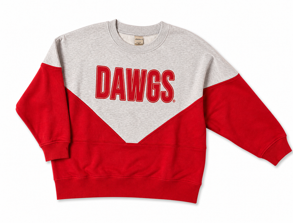 Women's chicka-d Gameday Dawgs Heritage Crewneck Sweatshirt — Color-Block Front