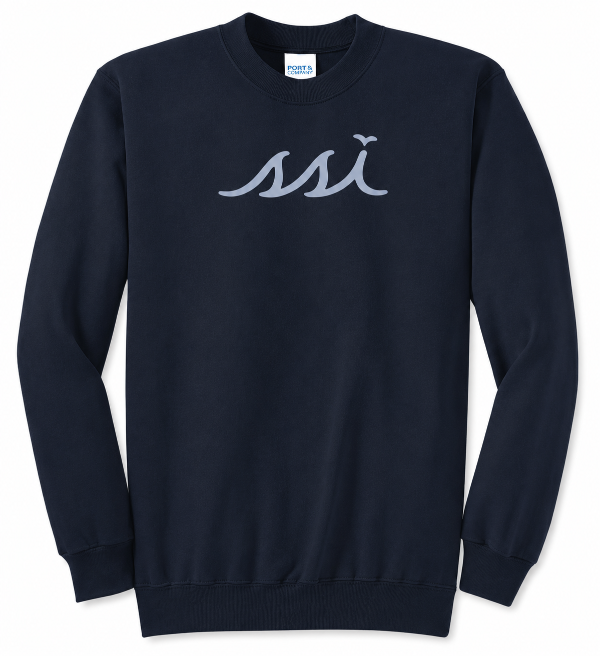 Navy Kids St. Simons Island Sweatshirt — Light Gray SSI Logo