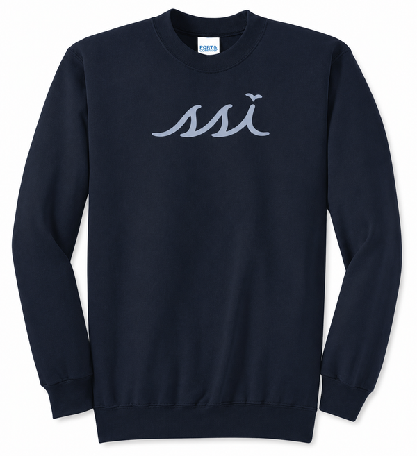 Navy Kids St. Simons Island Sweatshirt — Light Gray SSI Logo