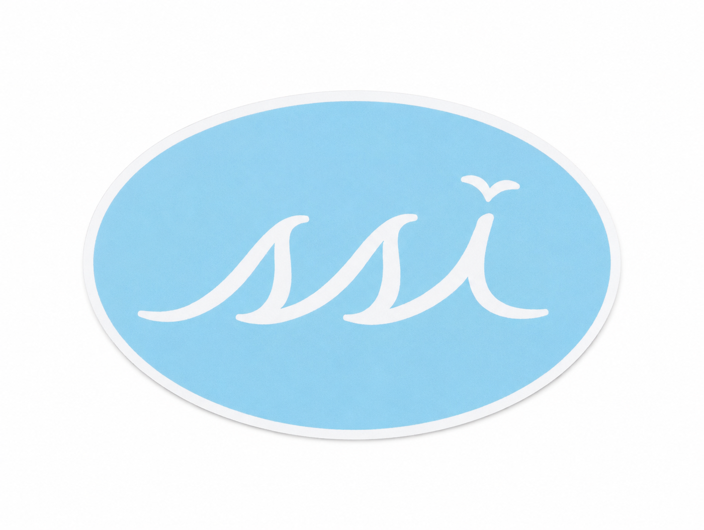 Light Blue Oval St. Simons Island Magnet — White SSI Logo