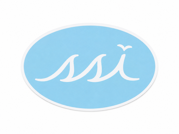 Light Blue Oval St. Simons Island Magnet — White SSI Logo