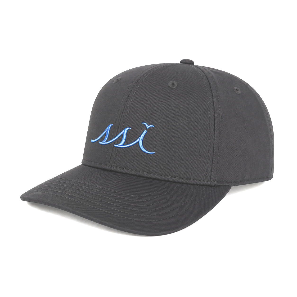 Dark Gray Performance Cap — Sky Blue Raised Logo