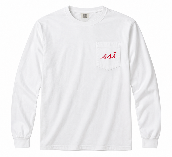 Georgia vs. Florida Cocktail Party Pocket Long Sleeve T-Shirt – White Comfort Colors Tee