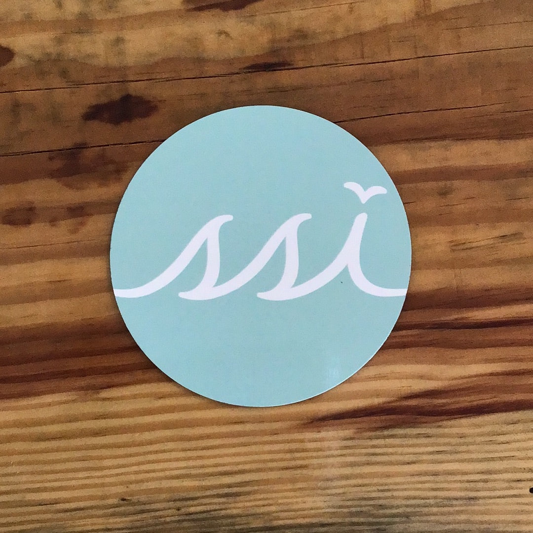 Aqua and white circle magnet