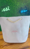 Bag- White Beach Bag with Pink Logo