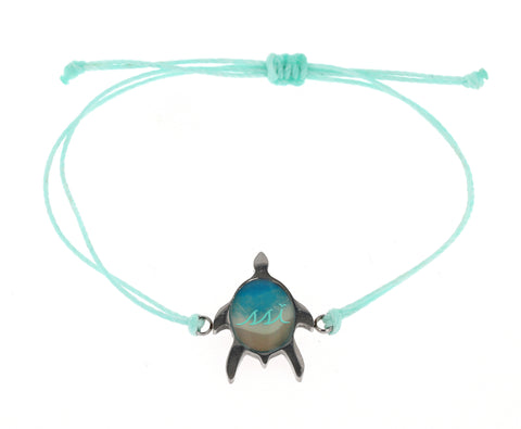 Waxed thread adjustable turtle bracelet with shoreline print & SSI logo