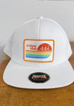 White Proflex Hat / White Patch,  Orange Border, Retro Logo/ White Mesh / Adjustable
