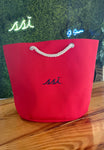 Bag- Beach Bag- Red with Navy Logo