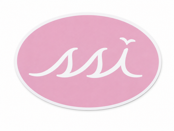 Pink Oval St. Simons Island Magnet — White SSI Logo