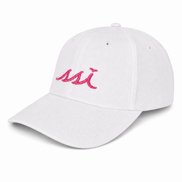 White Imperial St. Simons Island Regular Fit Hat — Pink Raised SSI Logo