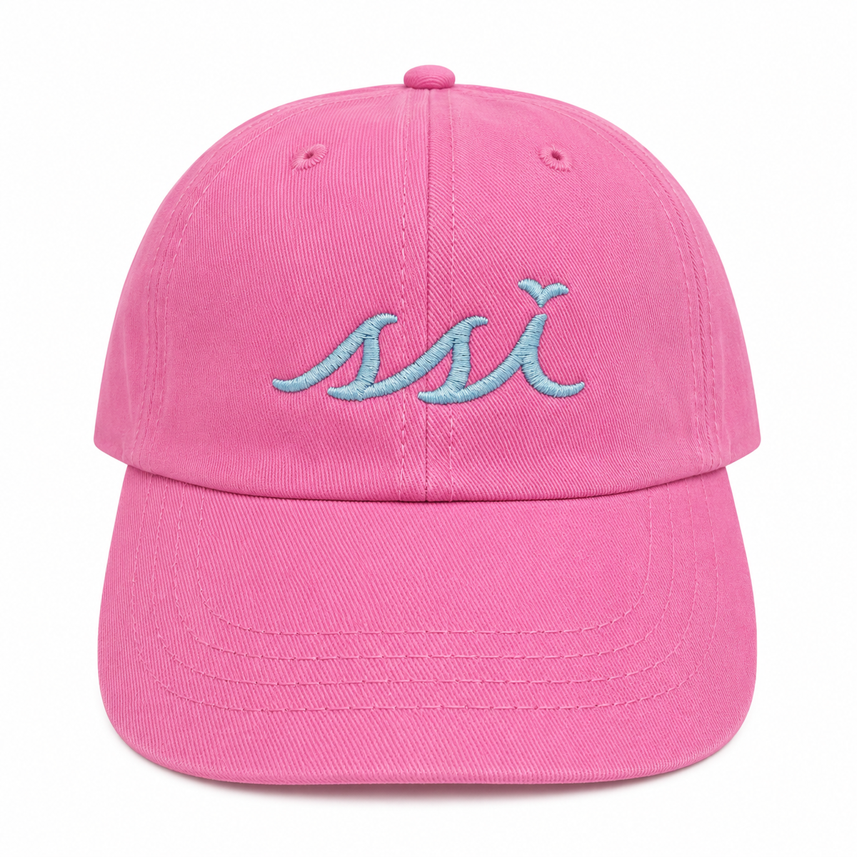 Pink Kids St. Simons Island Hat — Light Blue SSI Logo