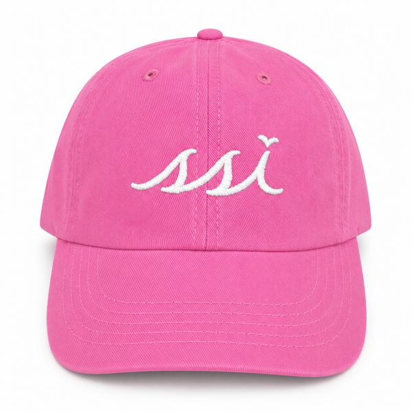 Pink Kids St. Simons Island Hat — White SSI Logo