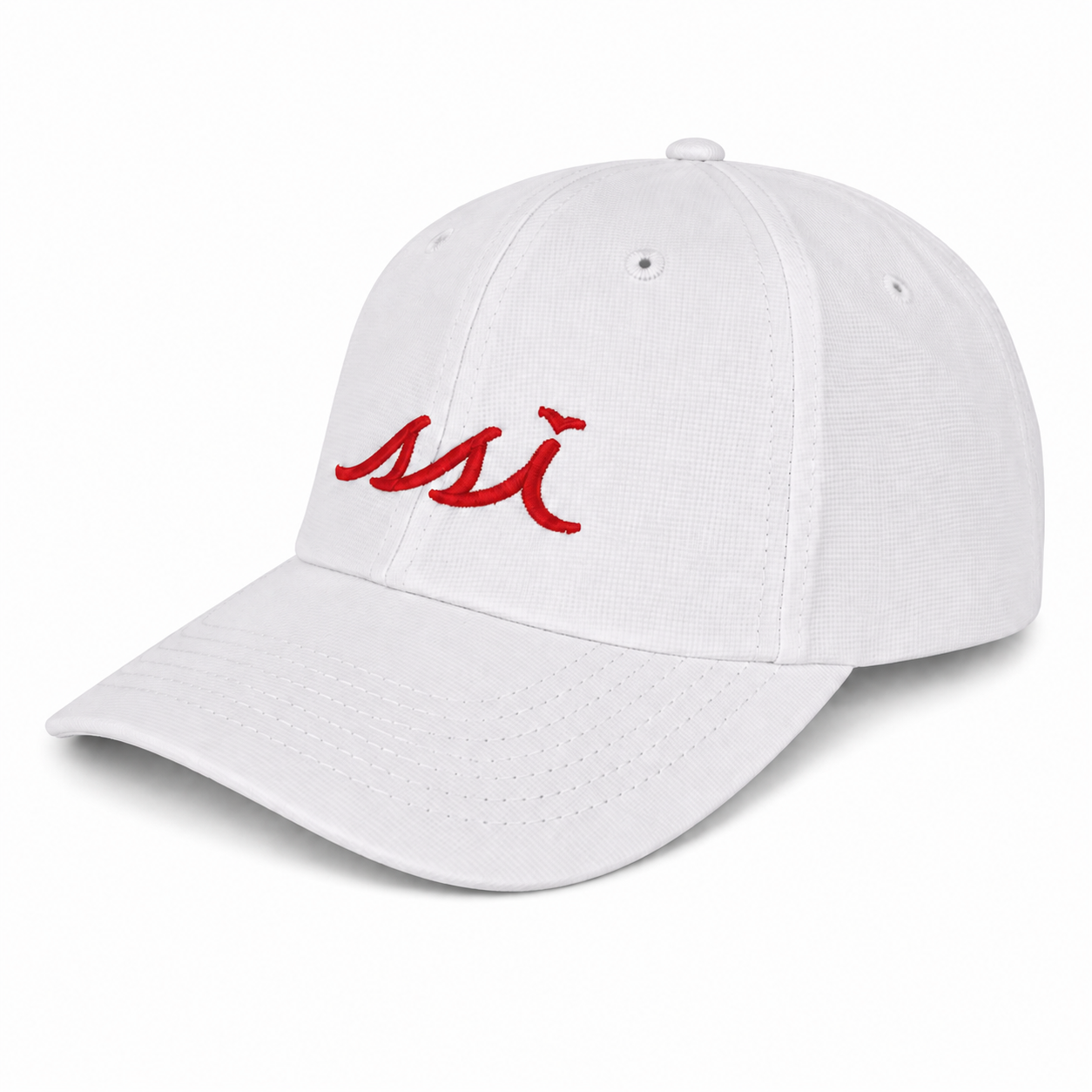 White St. Simons Island Regular Fit Imperial Hat — Red Raised SSI Logo