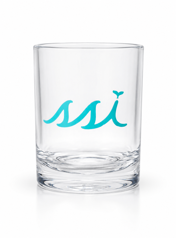 Silipint 12 oz Crystal Clear St. Simons Island Rocks Glass — Seafoam SSI Logo
