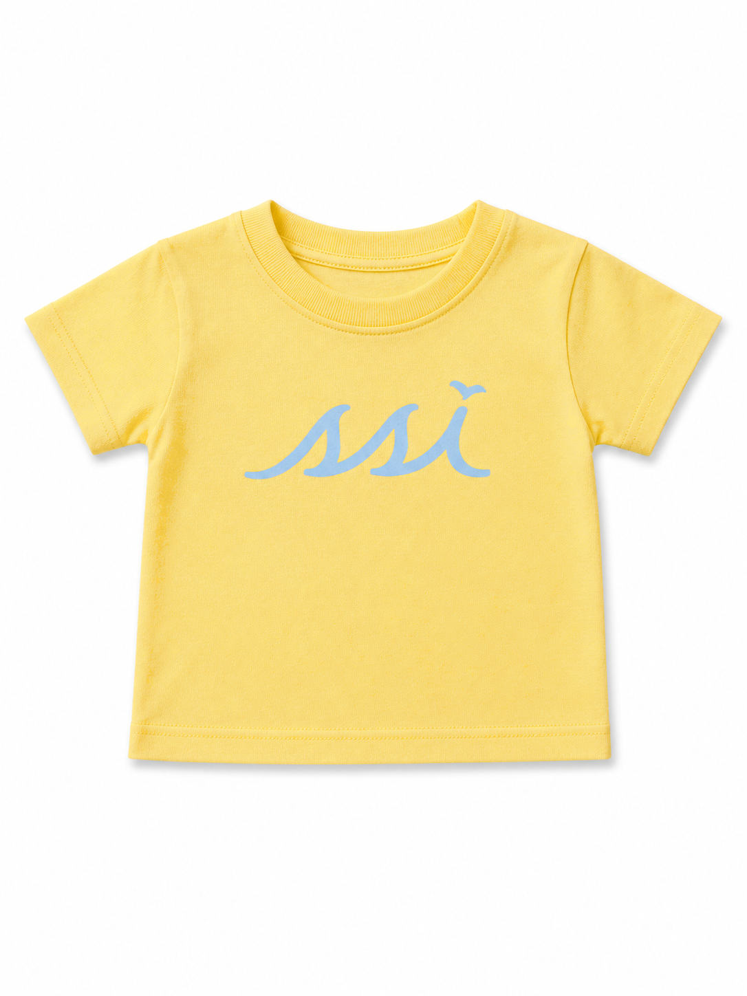 St. Simons Island Yellow Infant Tee — Light Blue SSI Logo