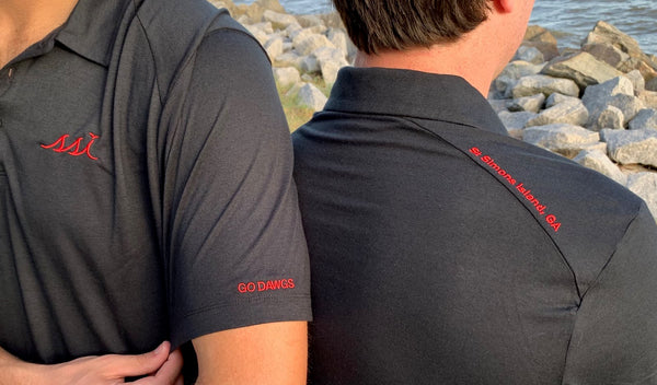 Mens Polo - Black with red logo - Football Team logo