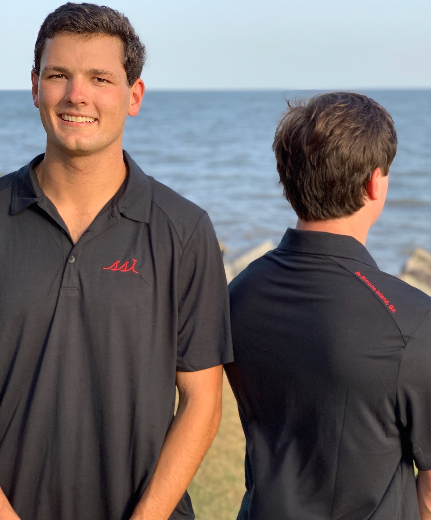 Mens Polo - Black with red logo - Football Team logo