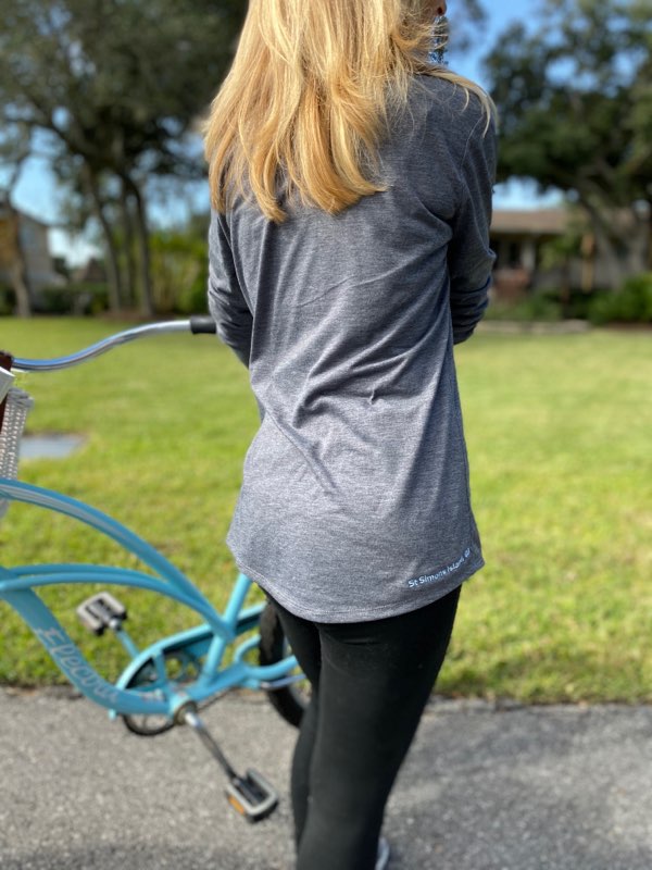 Ladies 1/4 Zip Pullover Grey with Light Blue Logo