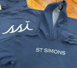 Navy Modal Blend Hoodie Sweatshirt with Grey St Simons on Front and Grey Logo on Back